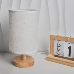 Floravia Lume lampara de mesa USB LED 2700K (luz cálida) con cuerpo de madera y pantalla textil