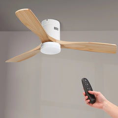 Céfiro Ventilador de Techo con Luz LED Regulable, Motor DC Silencioso, Aspas de Madera Natural 132 cm, Mando a Distancia