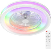 Prisma Ventilador de Techo con Luz LED RGB Regulable, Motor DC 36W, 5 Aspas y 6 Velocidades Ajustables con Mando a Distancia