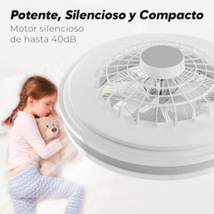 Prisma Ventilador de Techo con Luz LED RGB Regulable, Motor DC 36W, 5 Aspas y 6 Velocidades Ajustables con Mando a Distancia