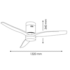 Austro Ventilador de Techo con Luz LED Regulable, Motor DC 40W, Apto para Exterior, 3 Aspas de Madera y Mando a Distancia