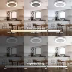 Prisma Ventilador de Techo con Luz LED RGB Regulable, Motor DC 36W, 5 Aspas y 6 Velocidades Ajustables con Mando a Distancia