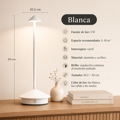 Cima - Lámpara de Mesa Inalámbrica Recargable - Luz Cálida Regulable y Brillo Ambiental 360° blanco 2