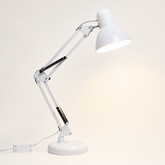Compás Lámpara Escritorio LED Articulada con Brazo Ajustable y Base Estable blanco