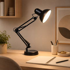 Compás Lámpara Escritorio LED Articulada con Brazo Ajustable y Base Estable negro 2