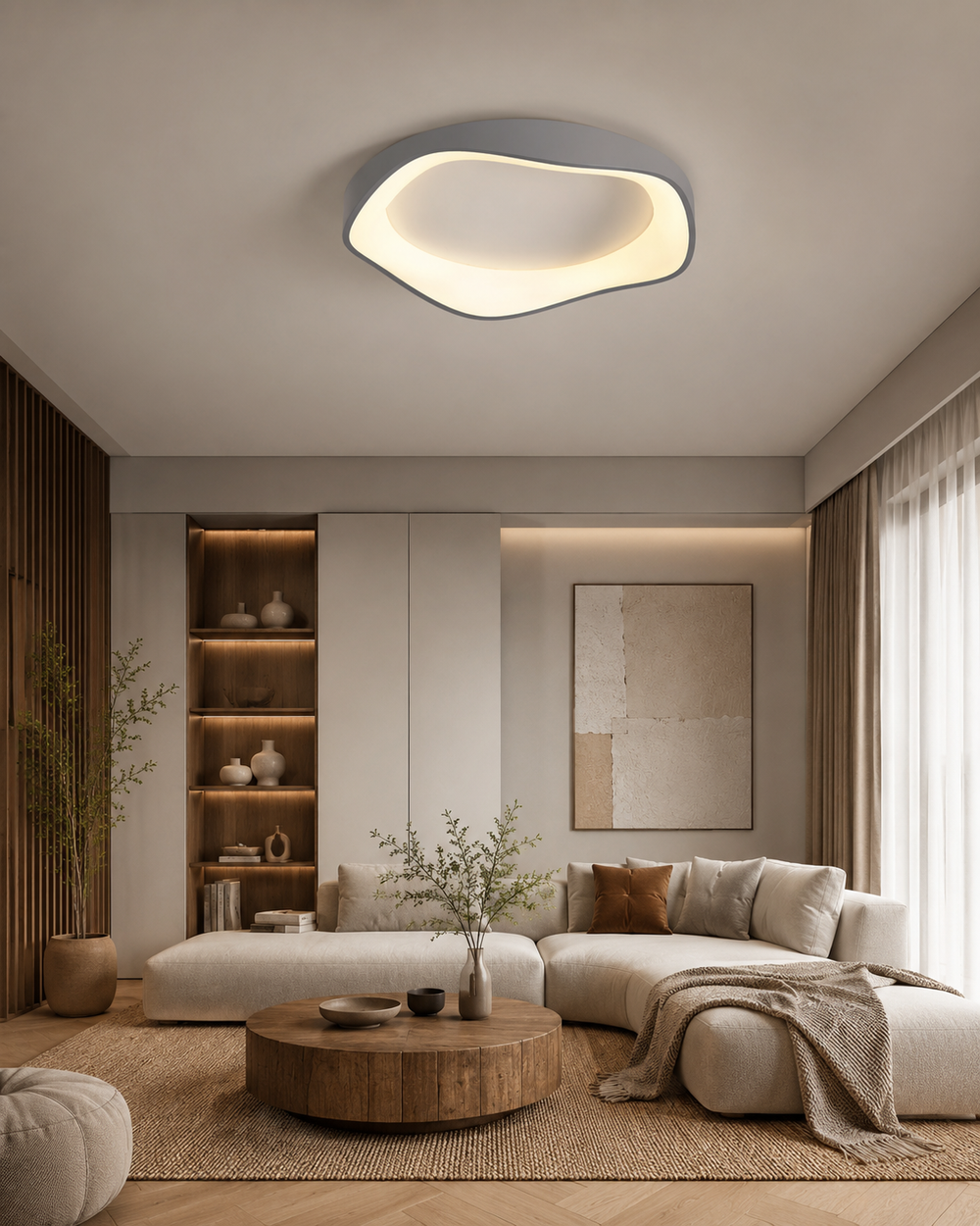 Guijarro – Lámpara de Techo LED Moderna Regulable con Mando a Distancia gris 3