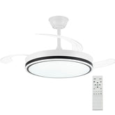 Halo Ventilador de Techo con Luz LED Regulable, Aspas Retráctiles Invisibles, 6 Velocidades Silenciosas y Función Reversible