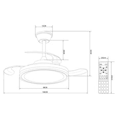 Halo Ventilador de Techo con Luz LED Regulable, Aspas Retráctiles Invisibles, 6 Velocidades Silenciosas y Función Reversible
