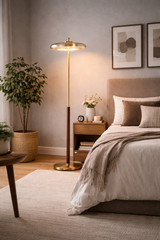 Lenis Lámpara de Pie Moderna con Cristal y Madera