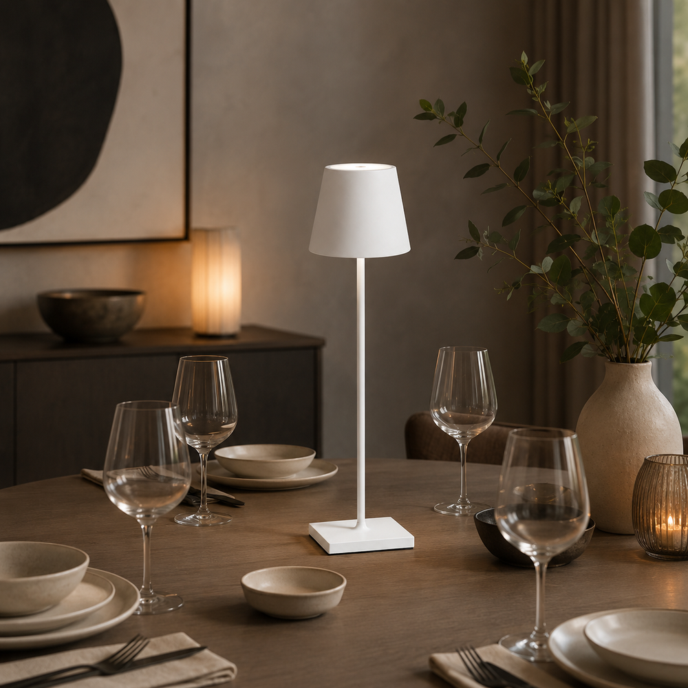 Lámpara de mesa inalámbrica recargable blanco 4