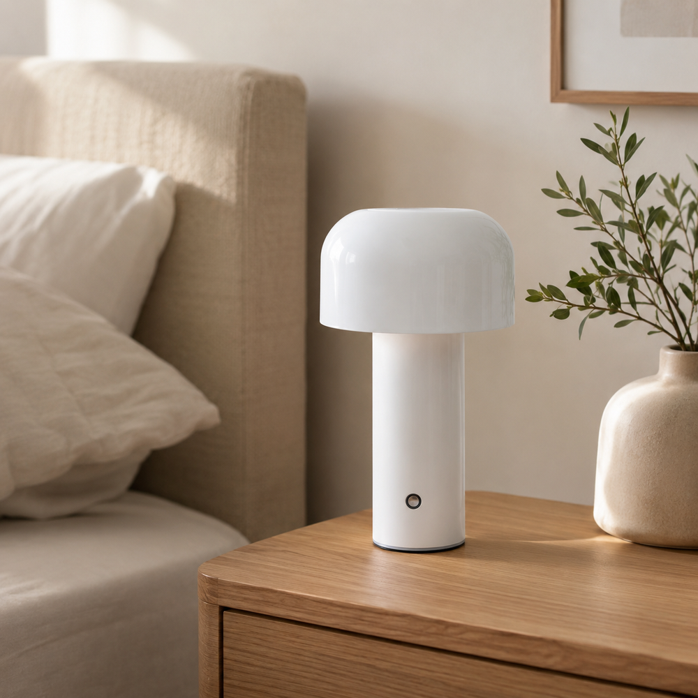 Lámpara de mesa táctil inalámbrica: luz cálida a fría, delgada y portátil blanco 3