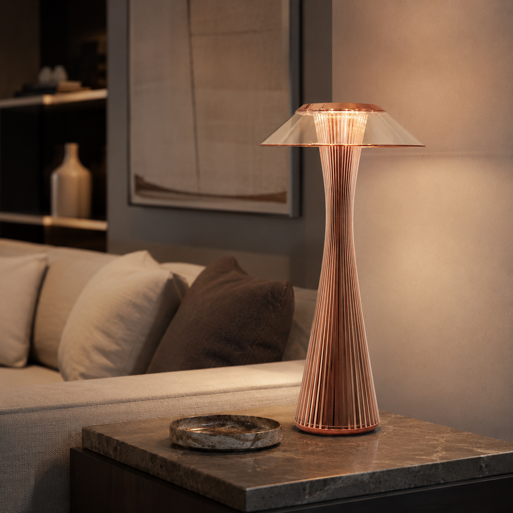 Lampara de Mesa Sin Cable LumiFree – Lámpara inalámbrica recargable minimalista oro rosa 6