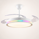 Lumara Ventilador de techo con luz LED RGB, 4 aspas retráctiles y mando a distancia