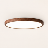 Nogal Lámpara de Techo Dormitorio LED Ultrafina – Acabado Nogal Estilo Mid-Century