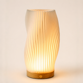 Ondaluz Nébula lampara de mesa recargable táctil LED regulable (USB) con base de madera y casquillo E27 1