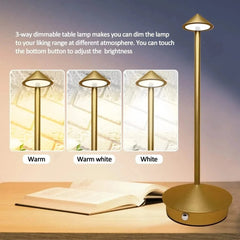 Lámpara de Mesa Inalámbrica - Iluminación de 360°, Luz Cálida Ajustable