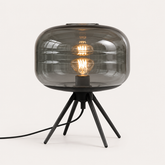 Saturno Lámpara de Mesa LED con Cúpula de Cristal Tintado y Trípode Metálico conac