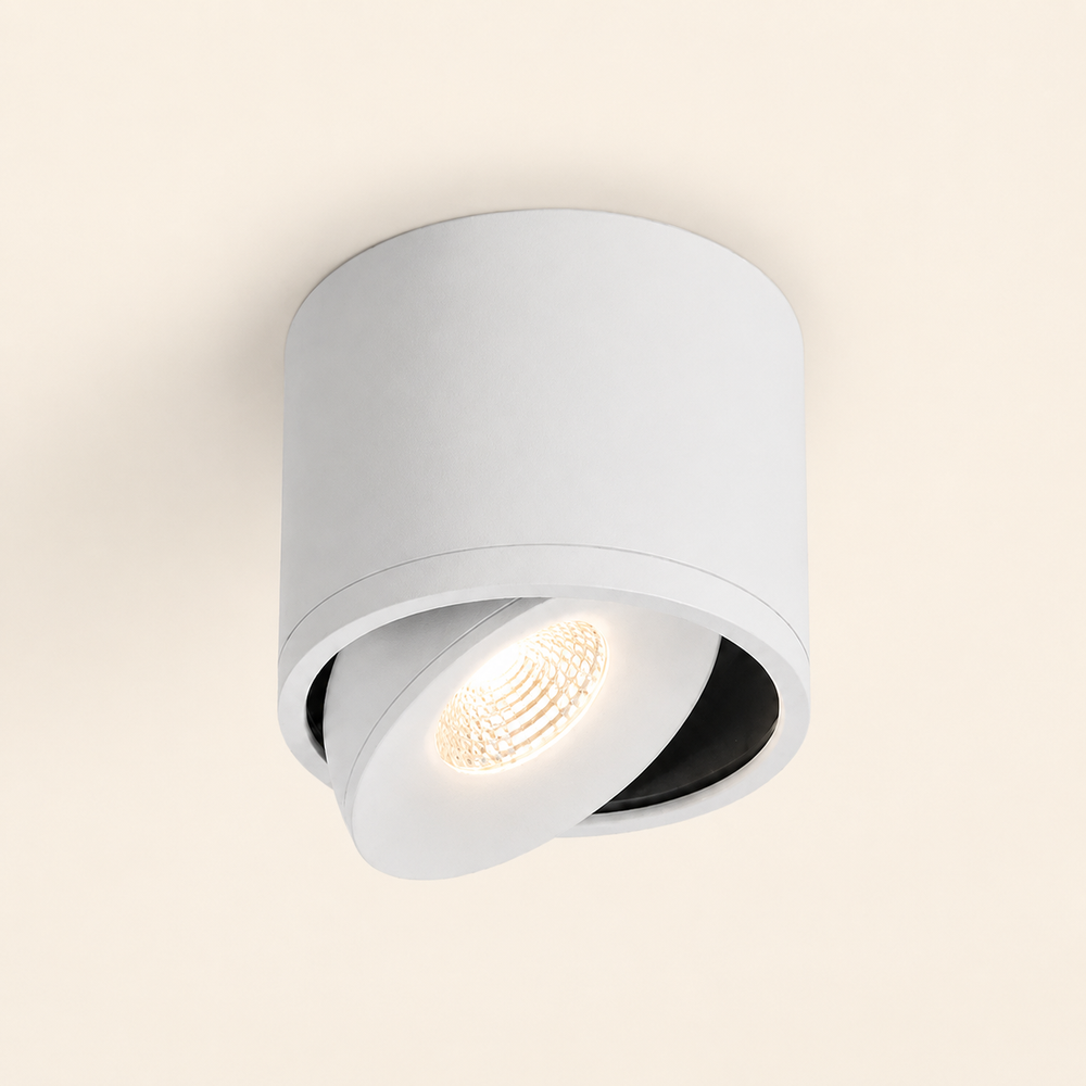 Vesta - Foco Downlight de Superficie LED Orientable de Aluminio para Techo blanco