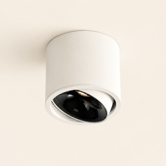 Vesta - Foco Downlight de Superficie LED Orientable de Aluminio para Techo negro y blanco