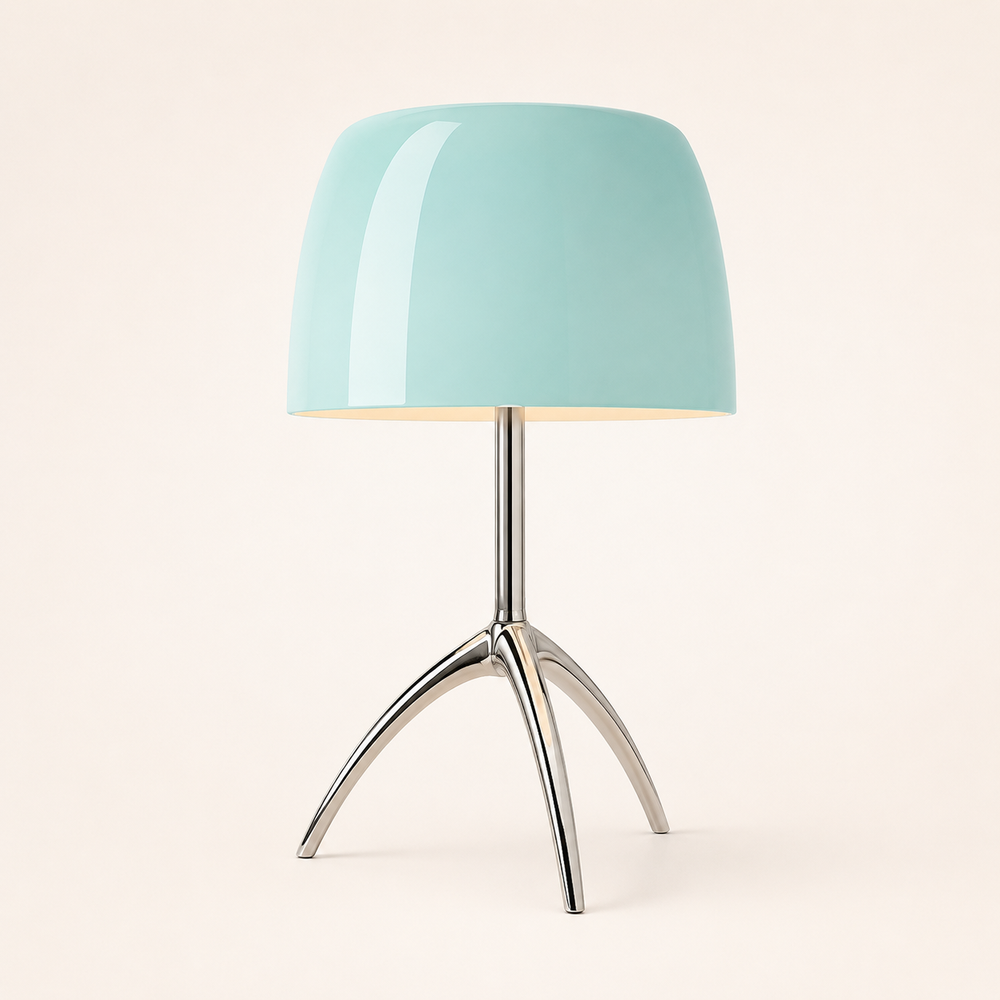 Yema Lámpara de Mesa LED Retro con Cúpula de Cristal y Trípode de Latón azul