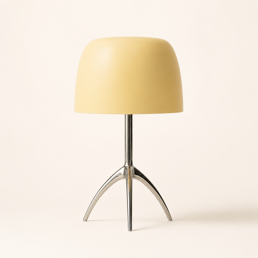 Yema Lámpara de Mesa LED Retro con Cúpula de Cristal y Trípode de Latón beige