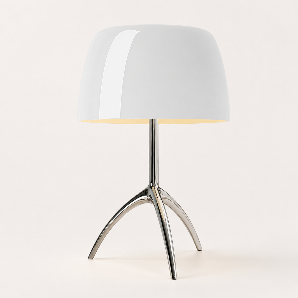 Yema Lámpara de Mesa LED Retro con Cúpula de Cristal y Trípode de Latón blanco