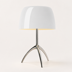 Yema Lámpara de Mesa LED Retro con Cúpula de Cristal y Trípode de Latón blanco