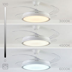 Lumara Ventilador de techo con luz LED RGB, 4 aspas retráctiles y mando a distancia