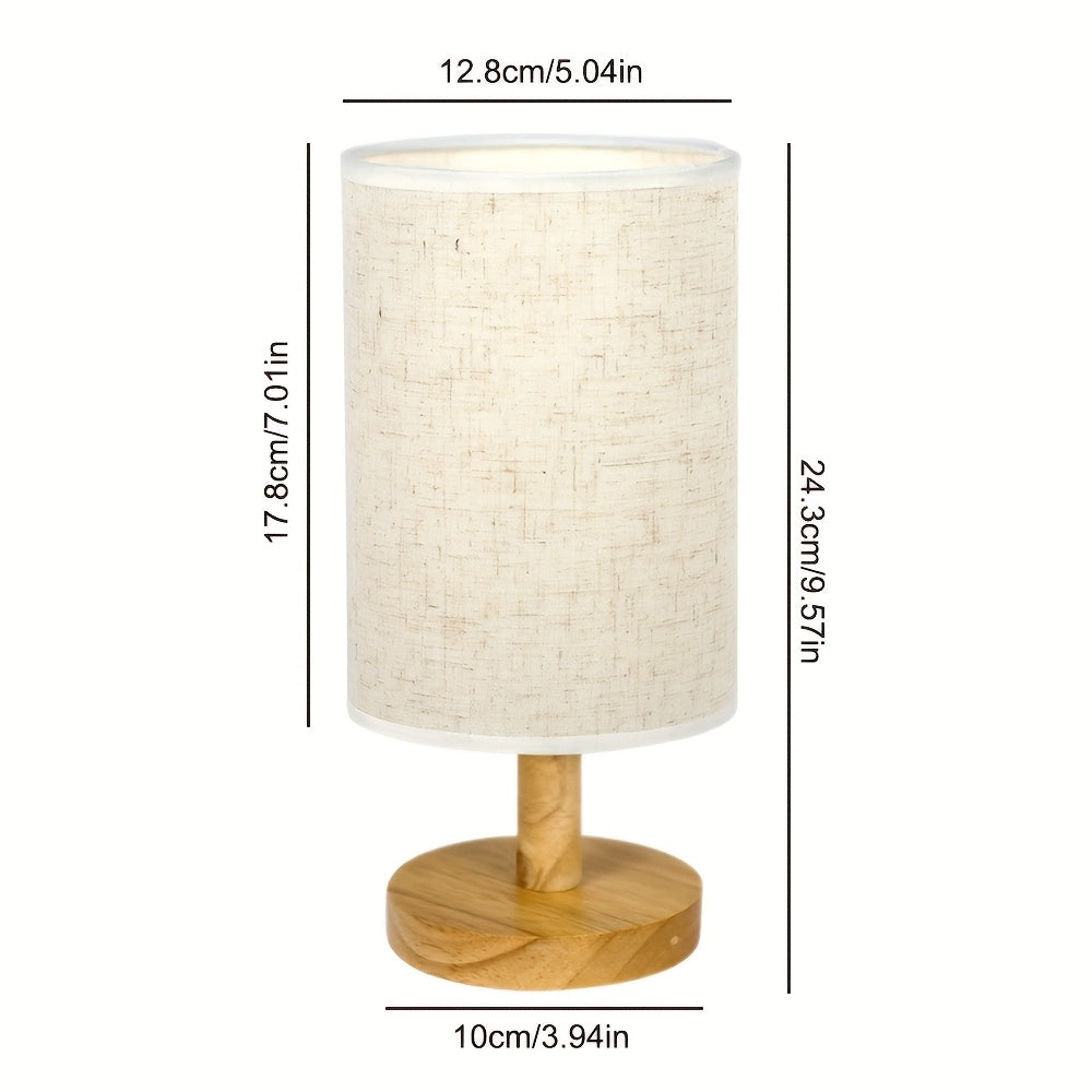 Floravia Lume lampara de mesa USB LED 2700K (luz cálida) con cuerpo de madera y pantalla textil