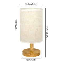Floravia Lume lampara de mesa USB LED 2700K (luz cálida) con cuerpo de madera y pantalla textil