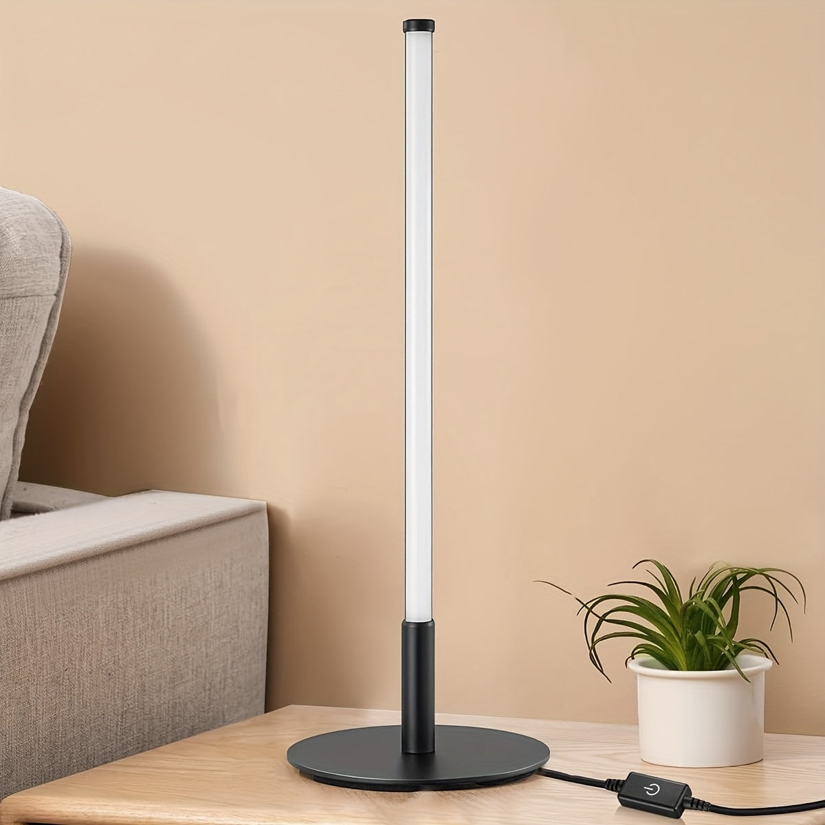 Auryn Cilindra – lampara mesita de noche LED moderna con pantalla cilíndrica acrílica