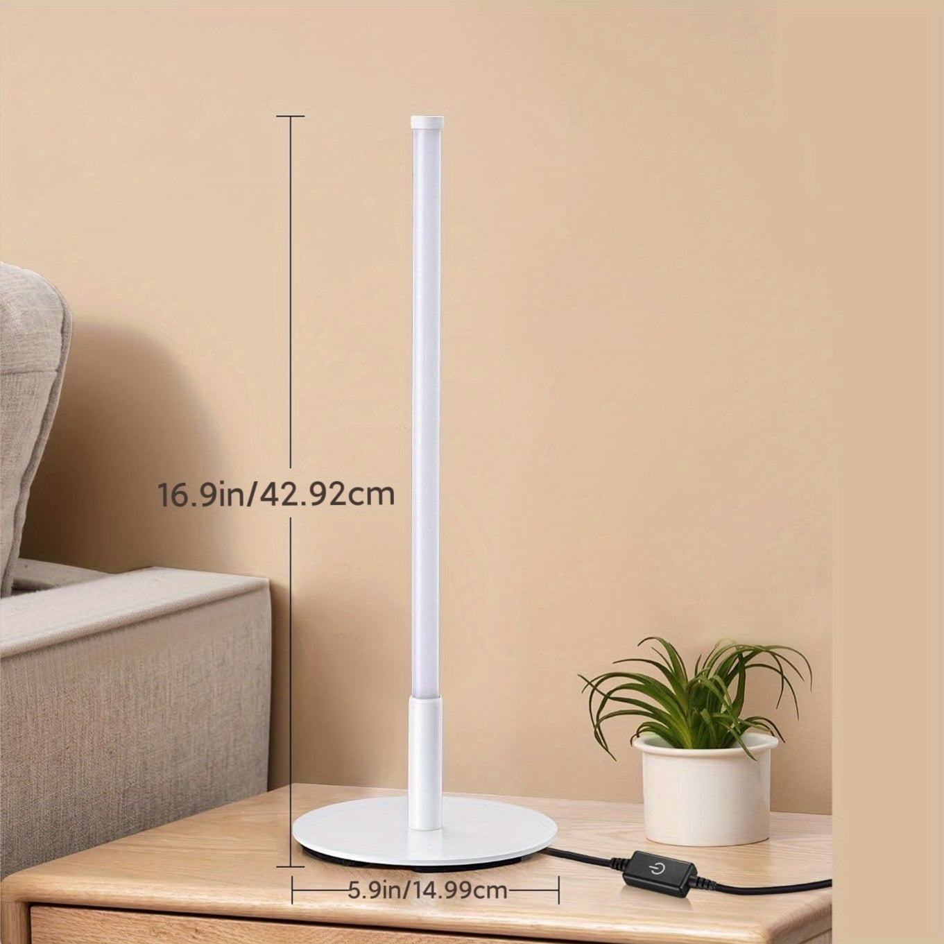 Auryn Cilindra – lampara mesita de noche LED moderna con pantalla cilíndrica acrílica