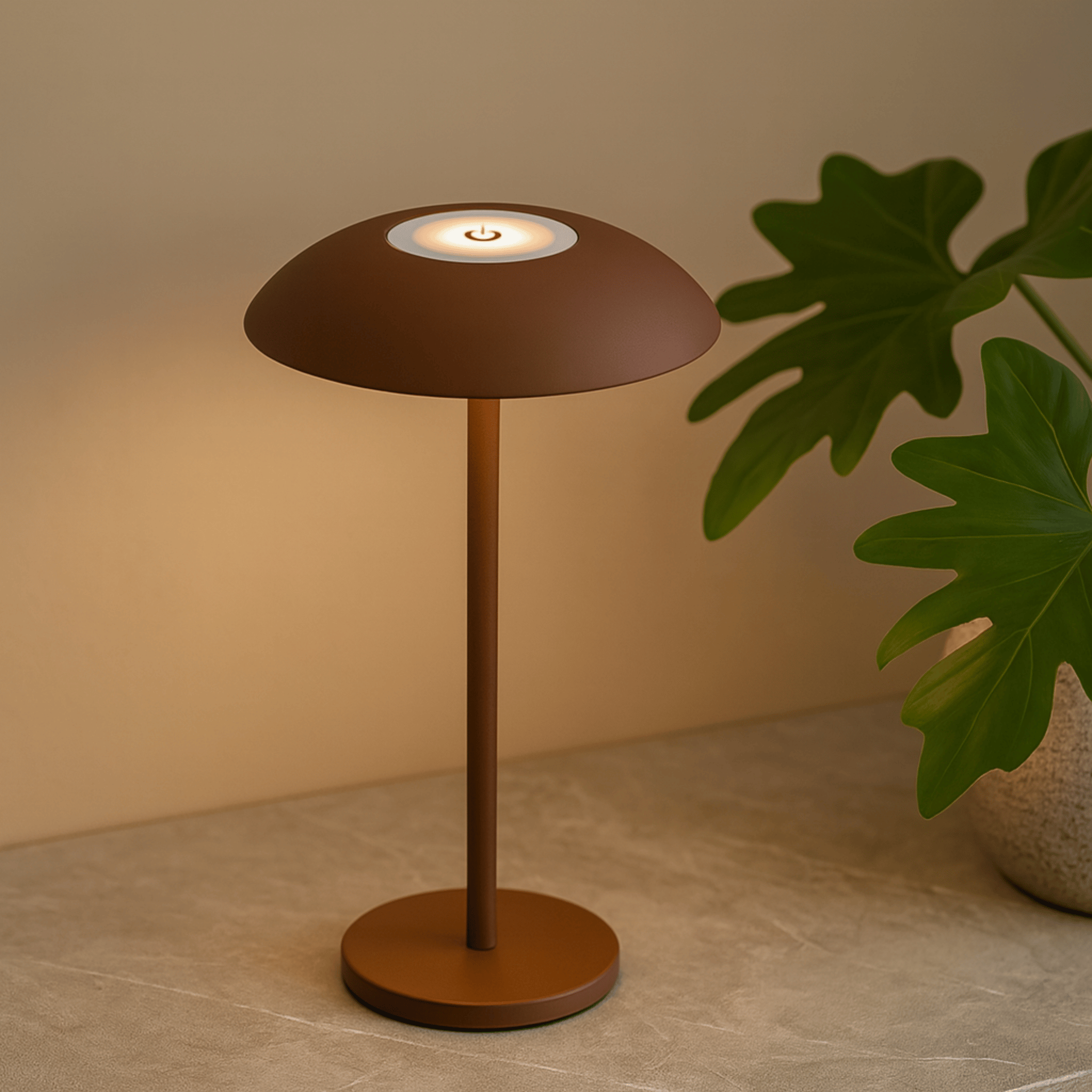 Noctivela Aura lampara de mesa recargable táctil LED 3000K sin cable (3,5W) con acabado metálico