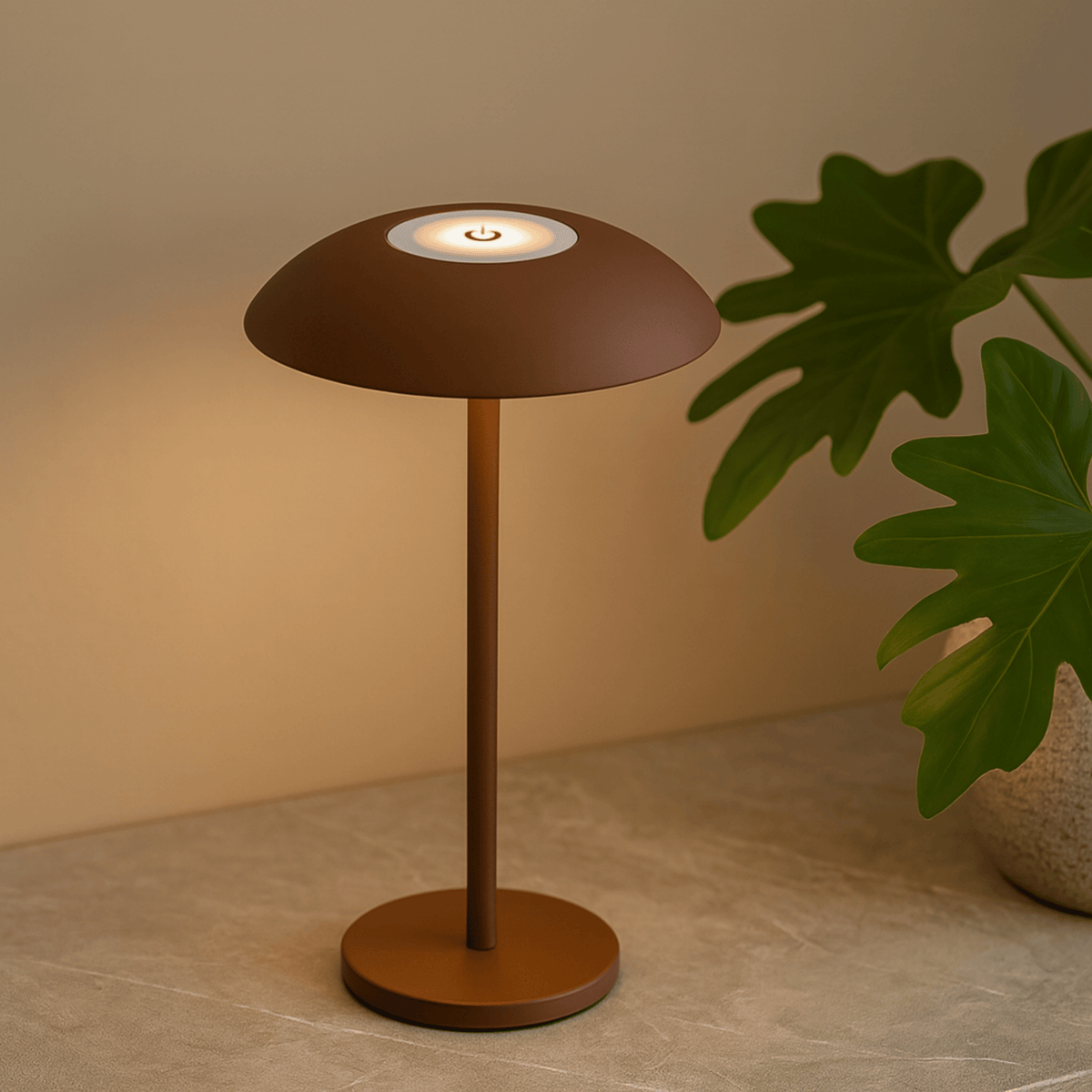 Noctivela Aura lampara de mesa recargable táctil LED 3000K sin cable (3,5W) con acabado metálico