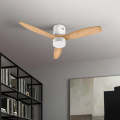 Céfiro Ventilador de Techo con Luz LED Regulable, Motor DC Silencioso, Aspas de Madera Natural 132 cm, Mando a Distancia