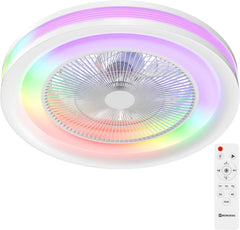 Prisma Ventilador de Techo con Luz LED RGB Regulable, Motor DC 36W, 5 Aspas y 6 Velocidades Ajustables con Mando a Distancia