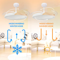 Lumen Ventilador de Techo con Luz LED Regulable, Aspas Retráctiles Invisibles, Motor DC y Temperatura de Color Ajustable 3000K-4000K-6000K