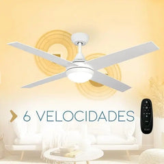 Hélix Ventilador de Techo con Luz LED, Motor DC 60W, 6 Velocidades Silenciosas y Temporizador Programable