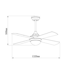 Hélix Ventilador de Techo con Luz LED, Motor DC 60W, 6 Velocidades Silenciosas y Temporizador Programable