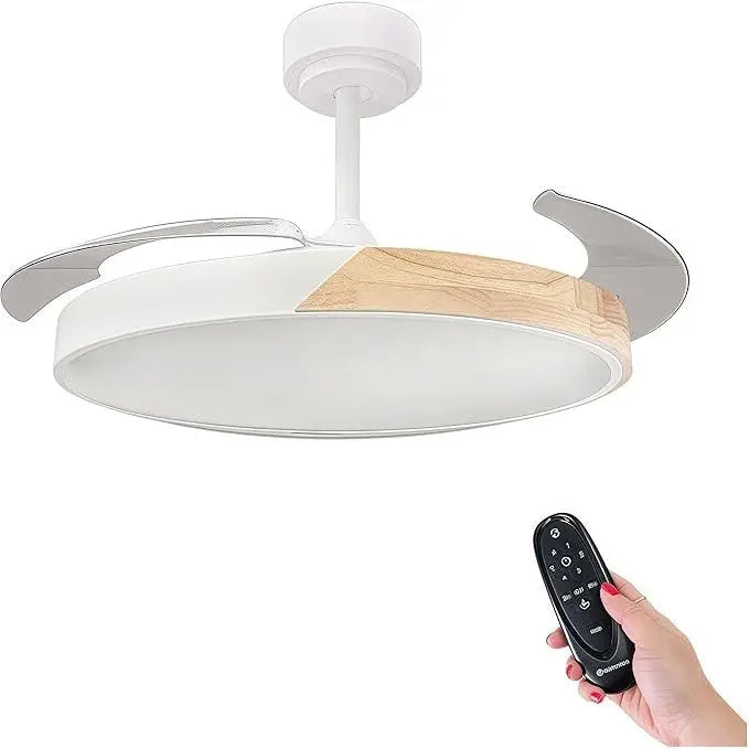Lumen Ventilador de Techo con Luz LED Regulable, Aspas Retráctiles Invisibles, Motor DC y Temperatura de Color Ajustable 3000K-4000K-6000K