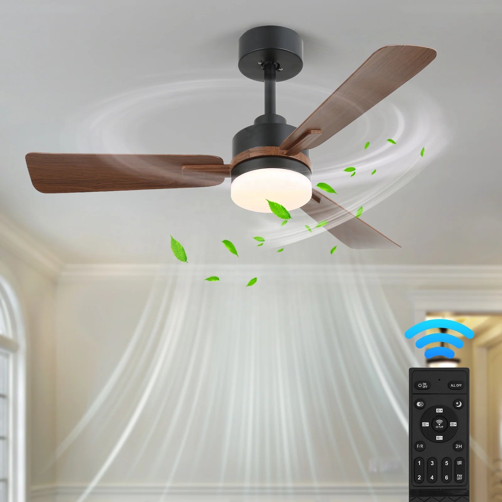 Aeron Ventilador de Techo Inteligente de 42 Pulgadas con Luz LED y Mando a Distancia