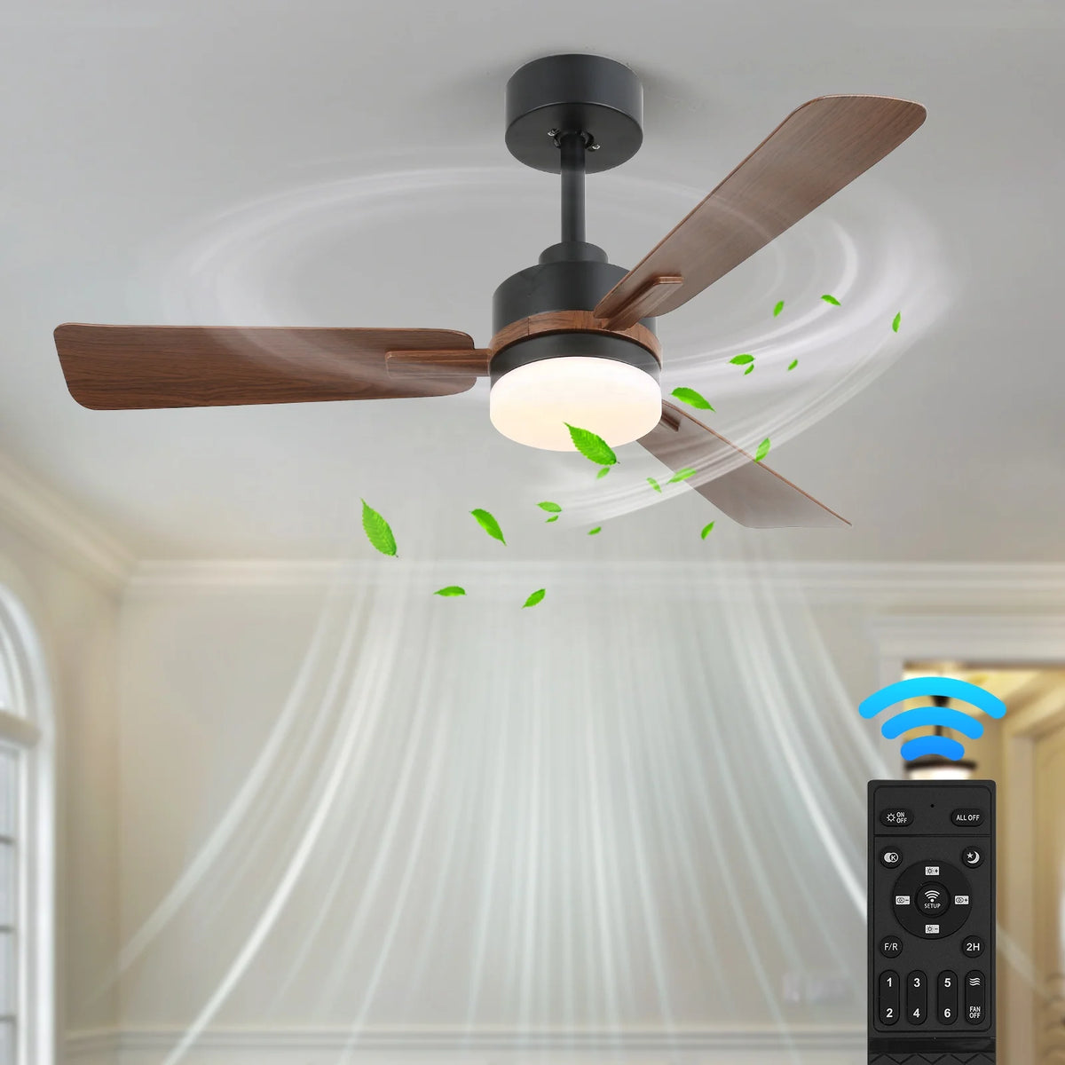 Aeron Ventilador de Techo Inteligente de 42 Pulgadas con Luz LED y Mando a Distancia