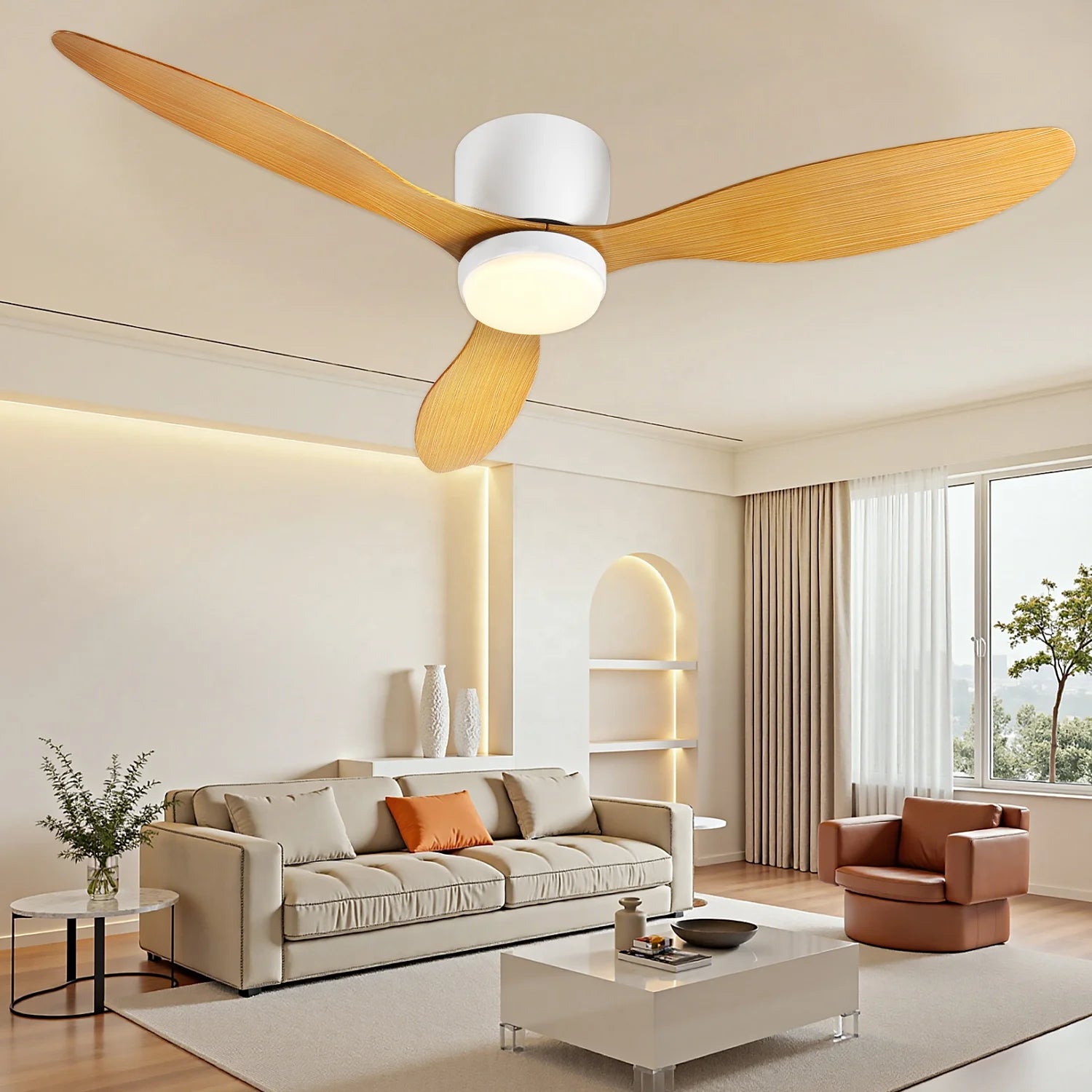 Borea Ventilador de Techo Blanco de 42 Pulgadas con Luz LED y Mando a Distancia