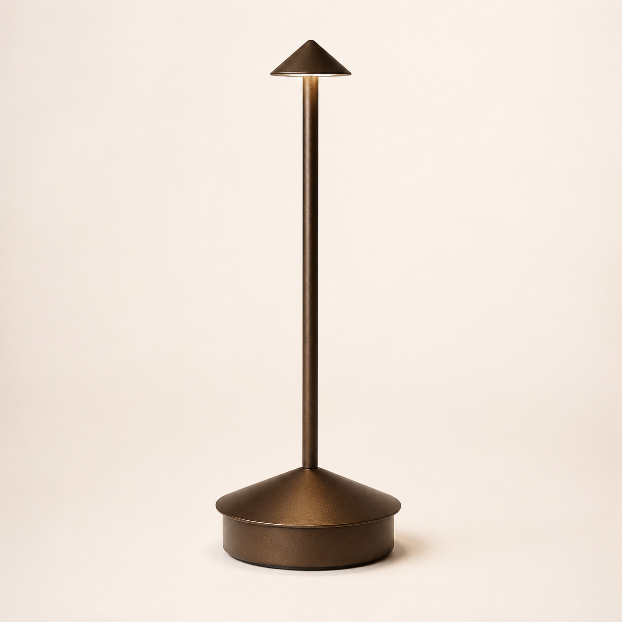 Cima - Lámpara de Mesa Inalámbrica Recargable - Luz Cálida Regulable y Brillo Ambiental 360° marron