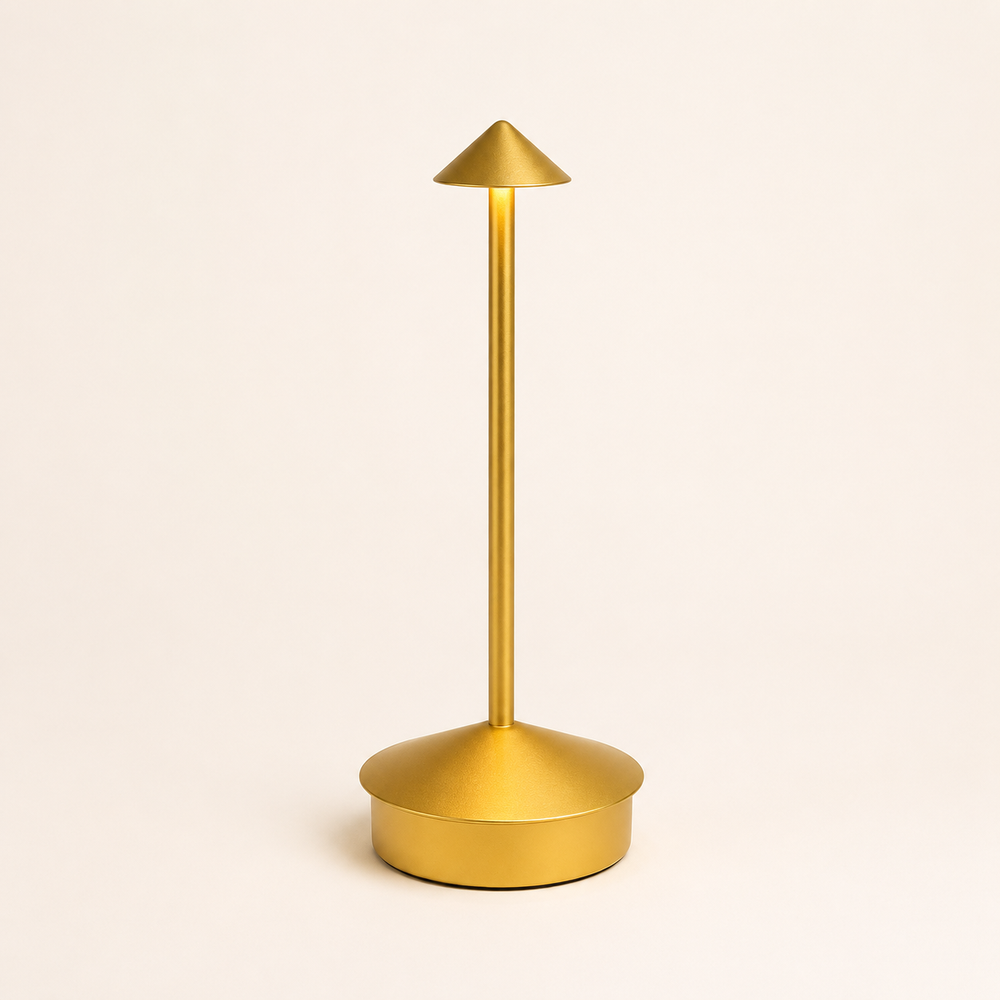 Cima - Lámpara de Mesa Inalámbrica Recargable - Luz Cálida Regulable y Brillo Ambiental 360° oro