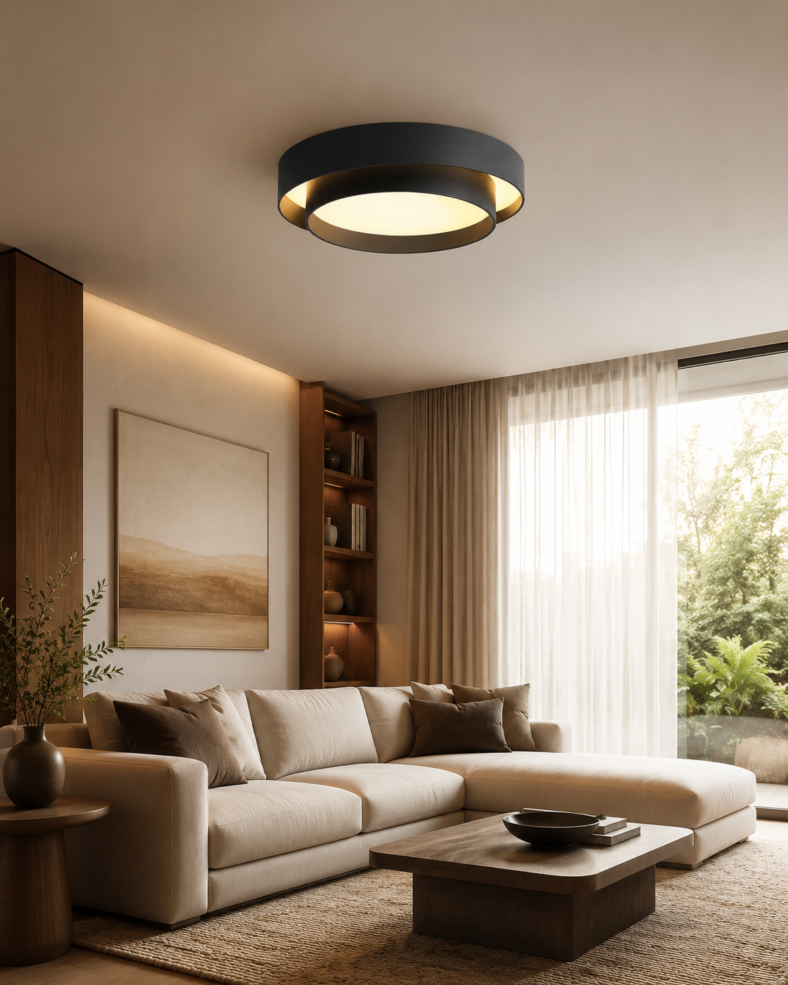 Estrato Lámpara de Techo LED Regulable Minimalista Redonda – Plafón Moderno para Dormitorio y Salón negro 4
