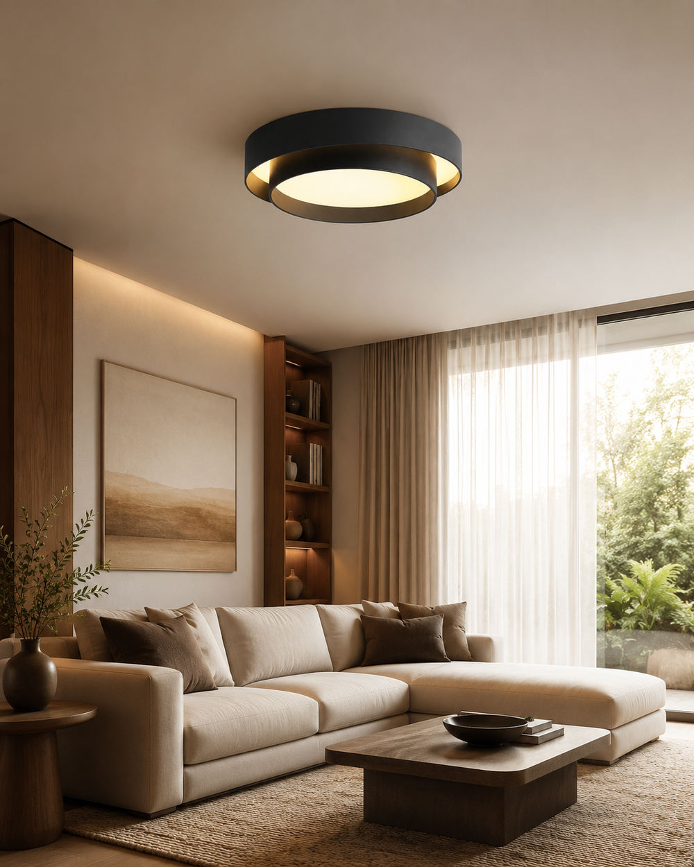 Estrato Lámpara de Techo LED Regulable Minimalista Redonda – Plafón Moderno para Dormitorio y Salón negro 4