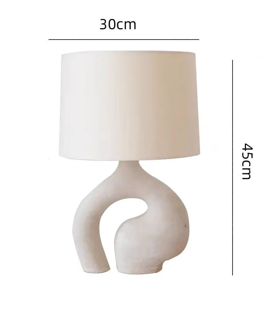 Nuba lampara de mesa minimalista de resina y pantalla de tela