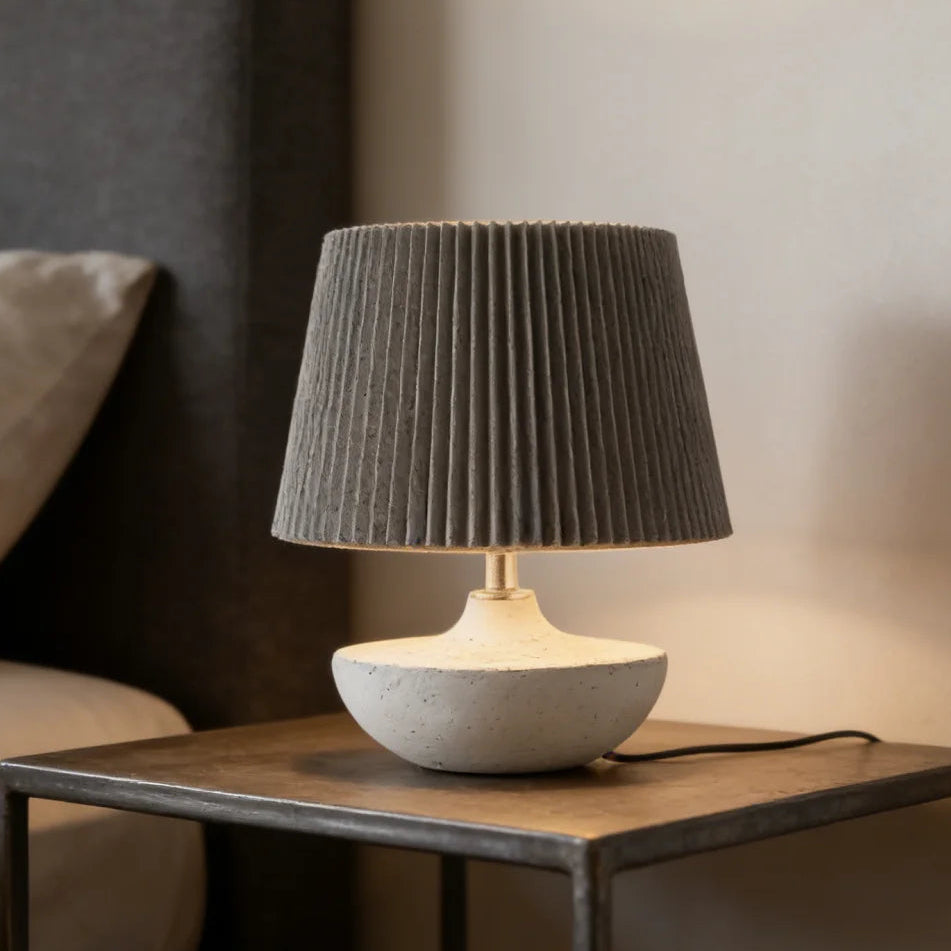 Umber lampara de mesa nórdica de cerámica y pantalla textil