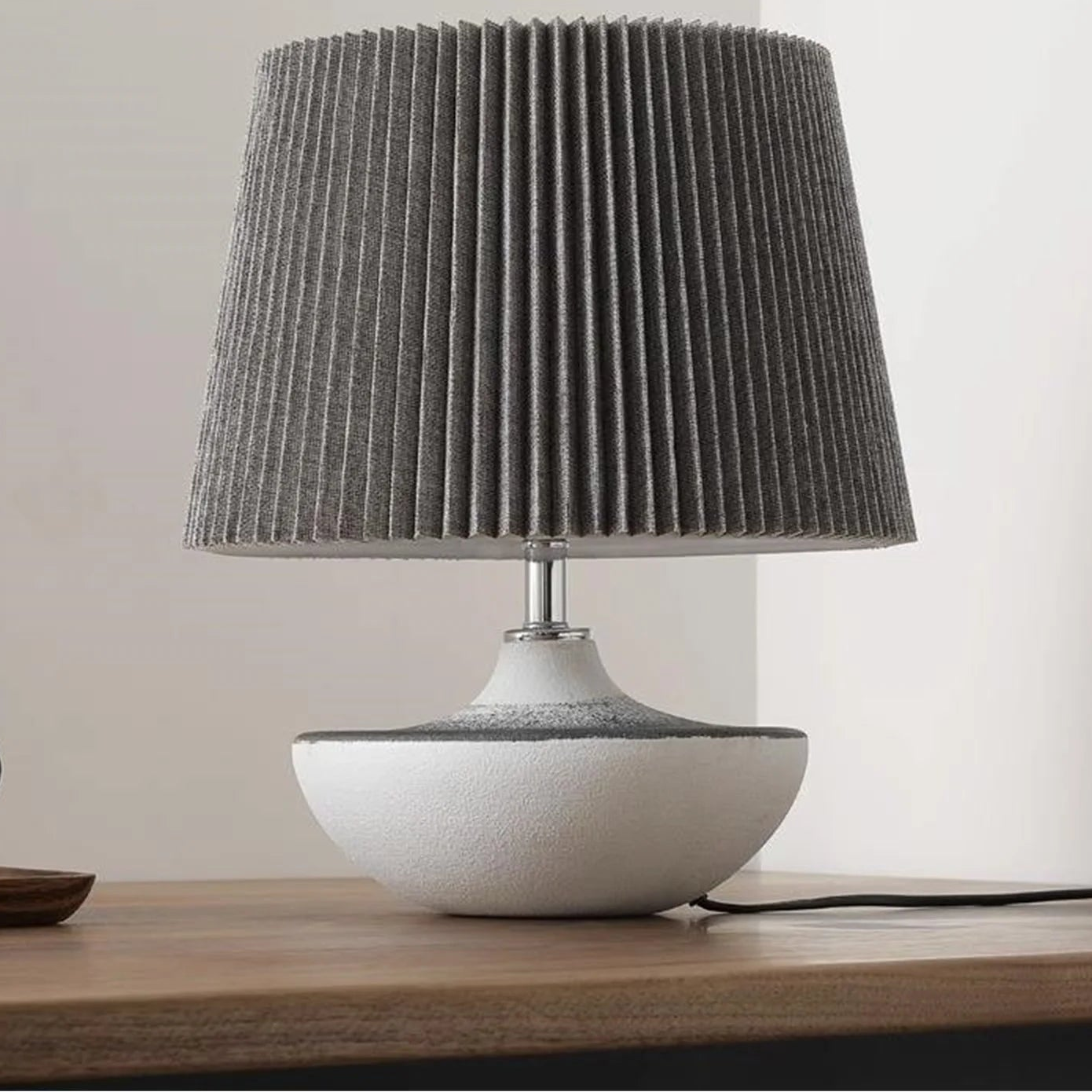 Umber lampara de mesa nórdica de cerámica y pantalla textil